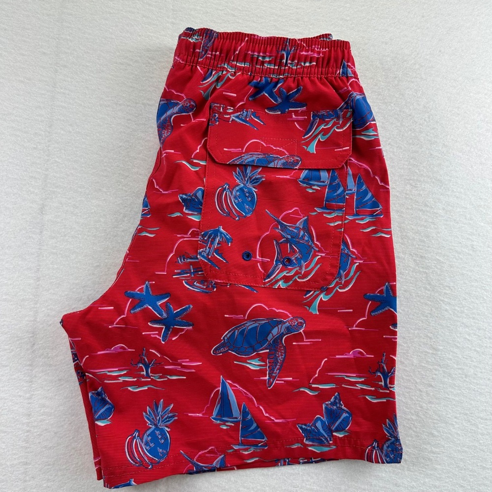 Vineyard Vines Mens XS Chappy Trunks Icons Sailors Red Nautical Swim Shorts NEW - Picture 2 of 16